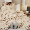 Snugleigh™ Chunky Knit Chenille Throw, Hand-Knotted and Plush
