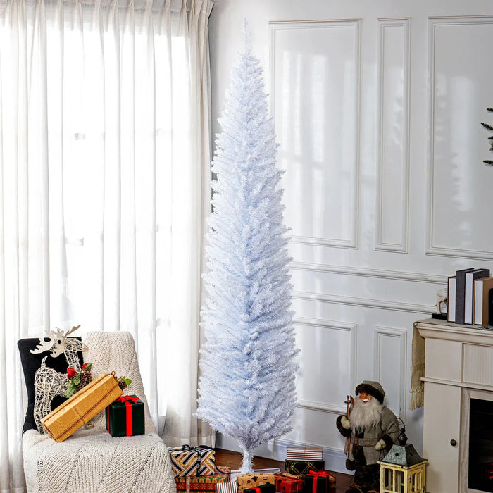 Snugleigh Tall White Pencil Christmas Tree, 8ft Unlit