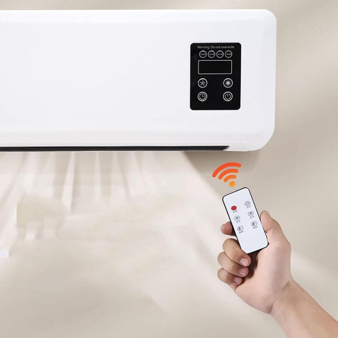 white wall-mounted fan heater with towel rail
