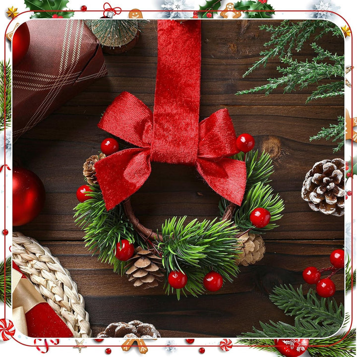 Small Christmas wreath with red ribbon bow