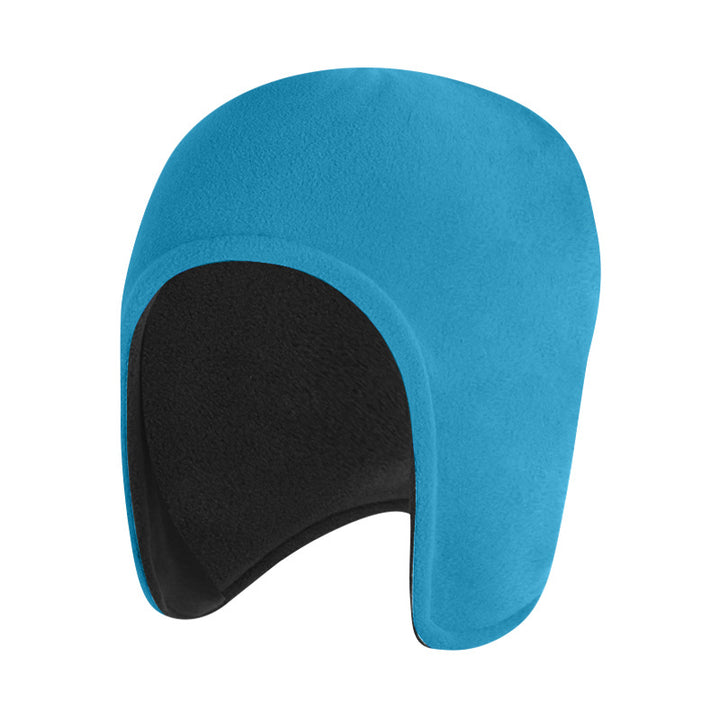 Black polar fleece cap with ear flaps