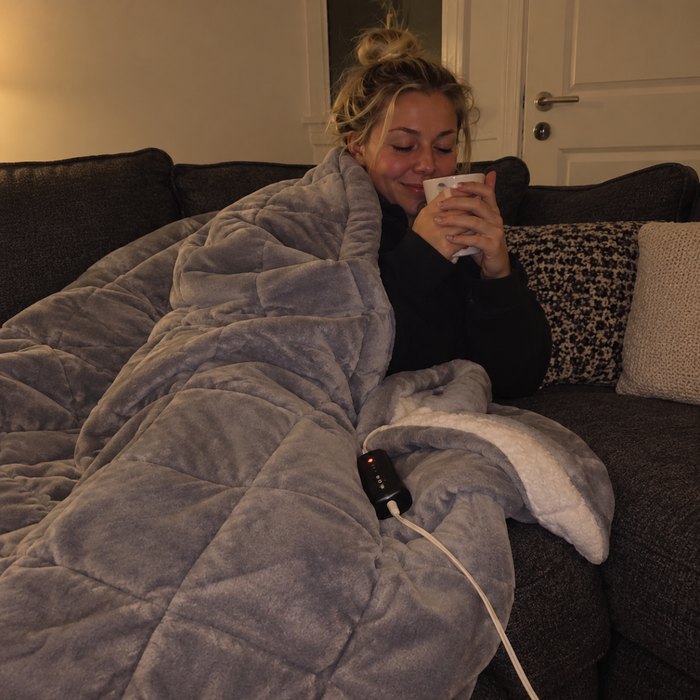 Tea, sofa and a heated blanket