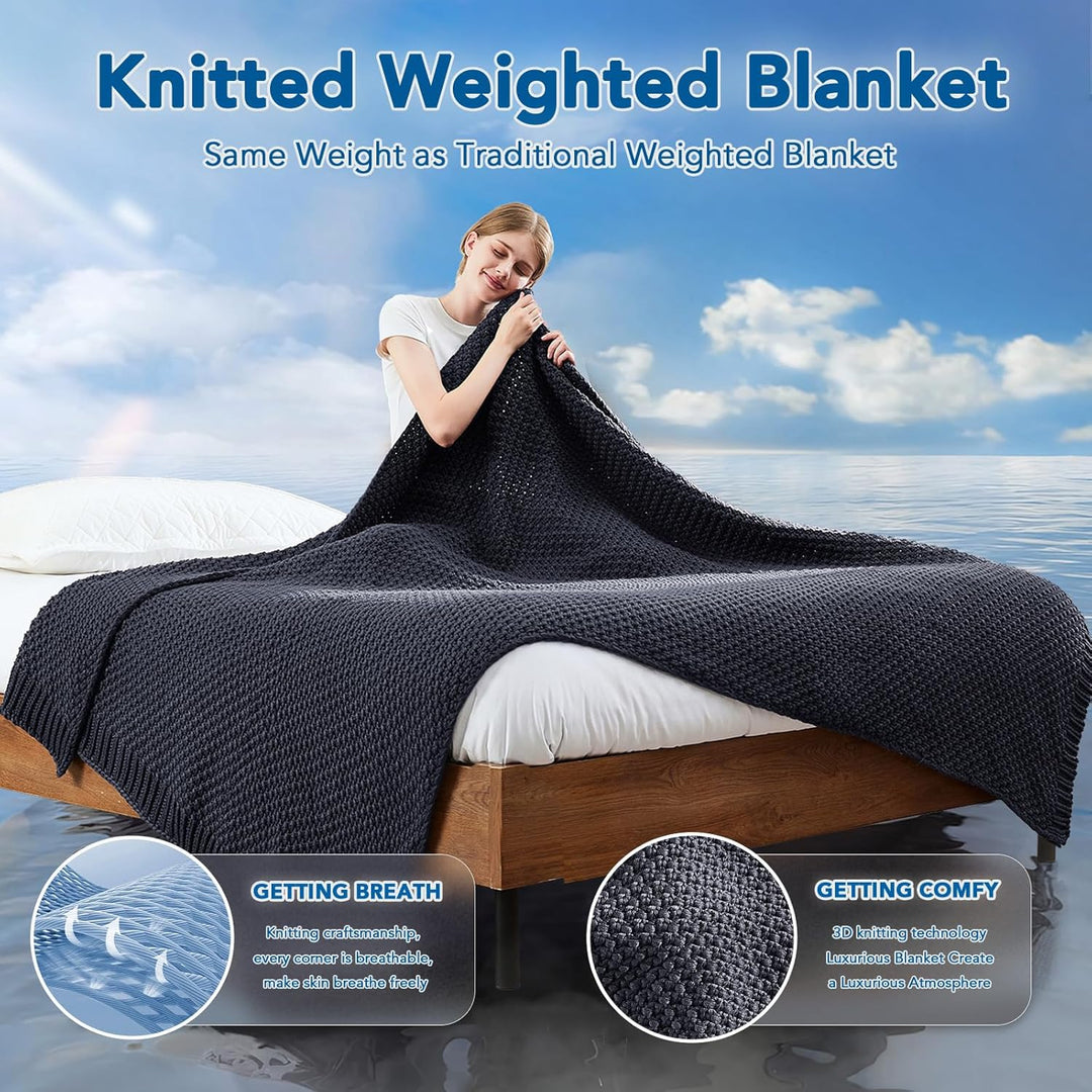 Cosy Comfort Knitted Weighted Blanket - Breathable Cooling Microfibre