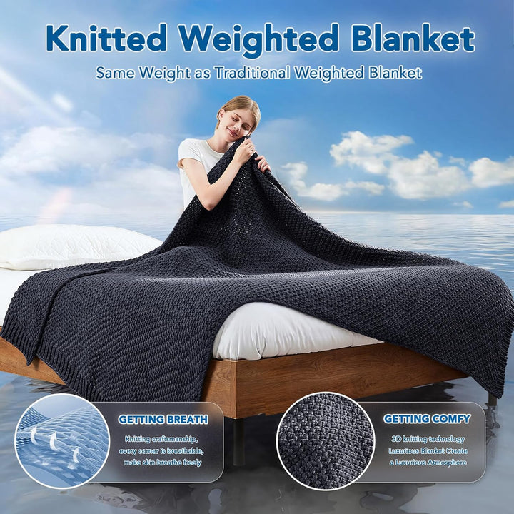 Cosy Comfort Knitted Weighted Blanket - Breathable Cooling Microfibre