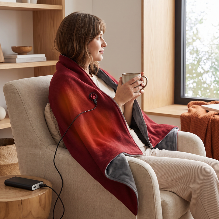 Heated Shawl Blanket - 8-Zone USB Heating, Portable, Office &amp; Camping