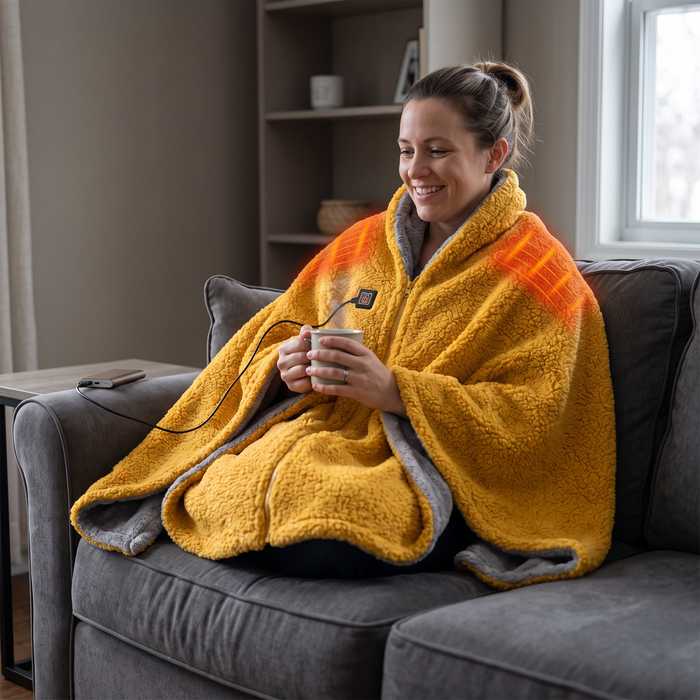 Snugleigh™ Sherpa Fleece USB Heated Throw with Zip & 3 Heat Levels