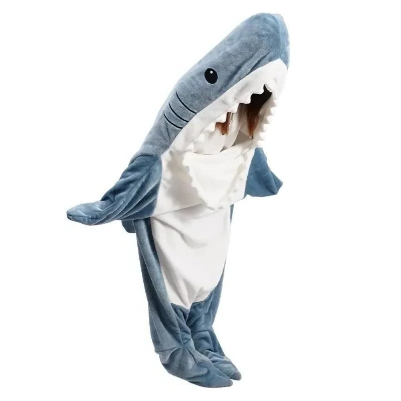 Cosy Shark Hooded Flannel Blanket