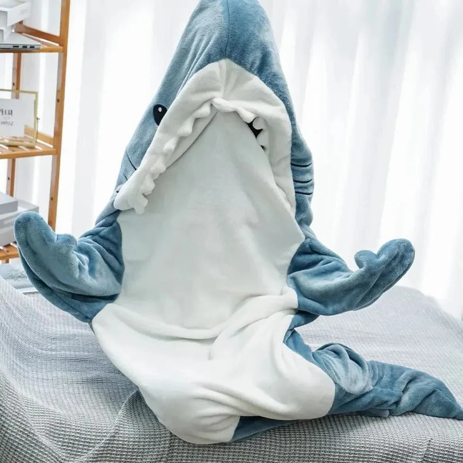 Cosy Shark Hooded Flannel Blanket