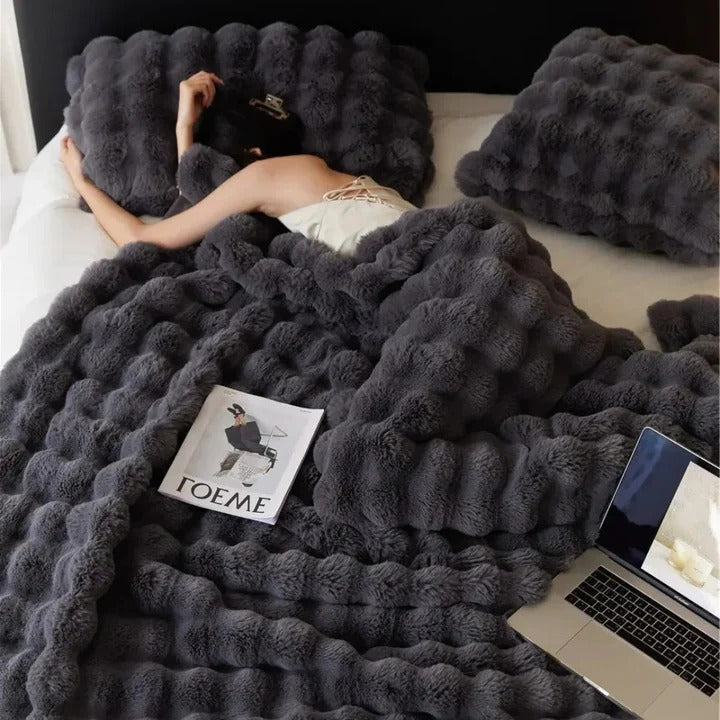 Textured Blanket for Bed or Sofa, Decorative Home Throw