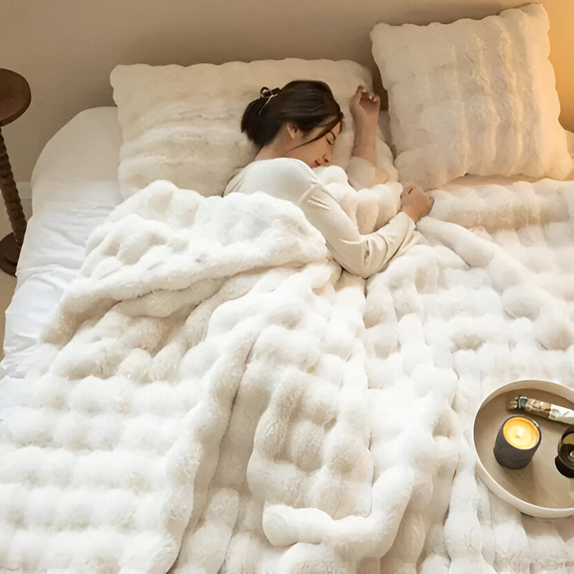 Textured Blanket for Bed or Sofa, Decorative Home Throw