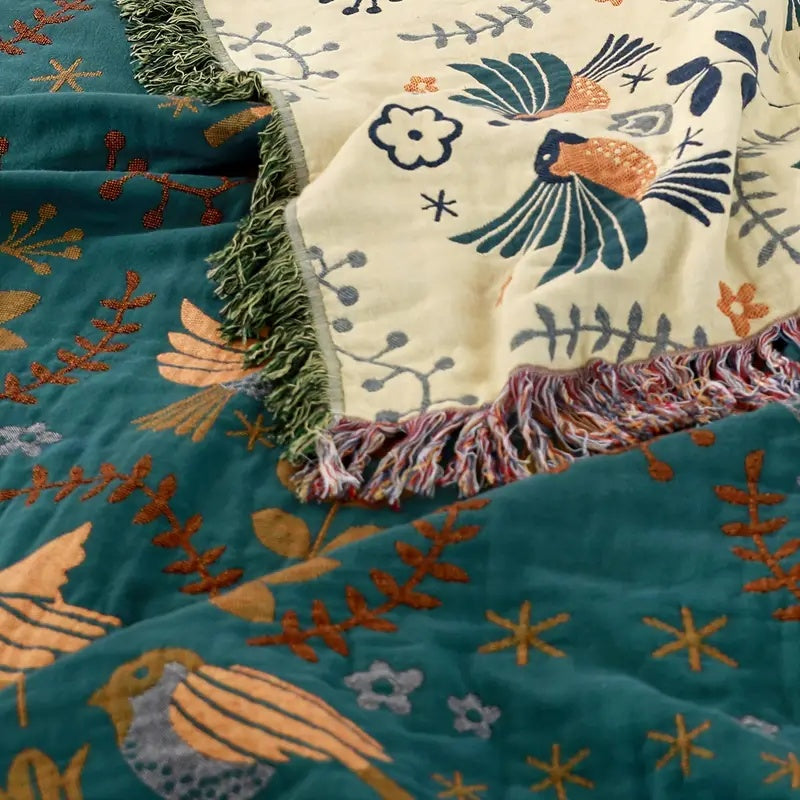 Elegant Teal &amp; Cream Reversible Decorative Blanket