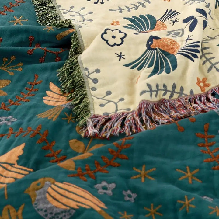 Elegant Teal &amp; Cream Reversible Decorative Blanket