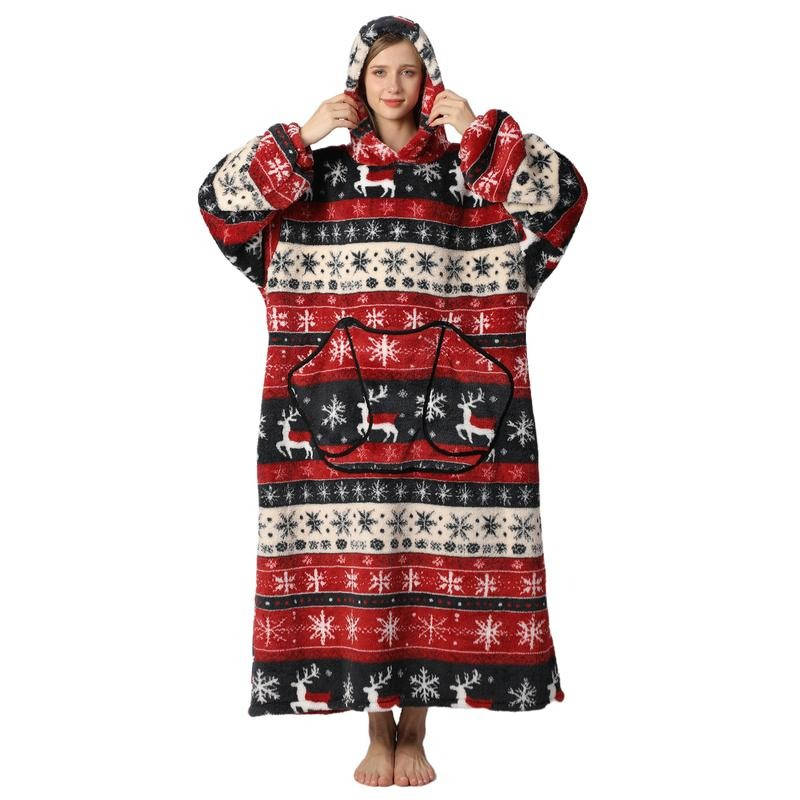 Long Wearable Blanket Hoodie with Sleeves