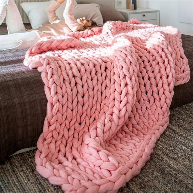 Handmade Chunky Knit Blanket Comfy &amp; Warm - 80 x100 cm