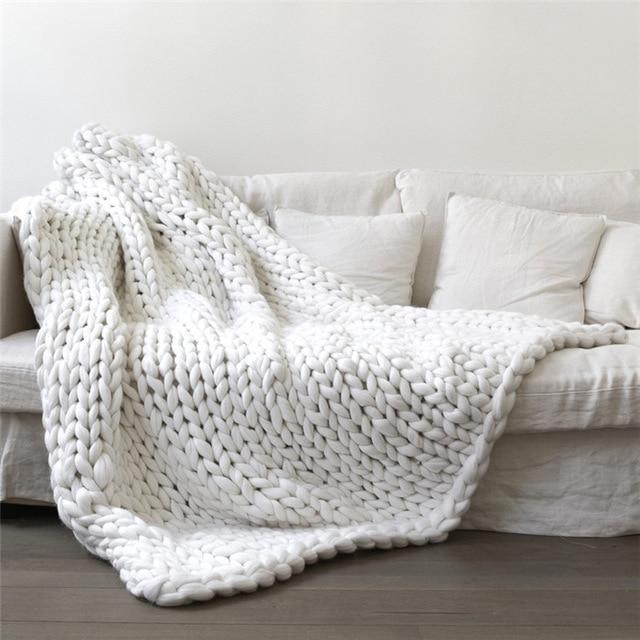 Handmade Chunky Knit Blanket Comfy &amp; Warm - 80 x100 cm