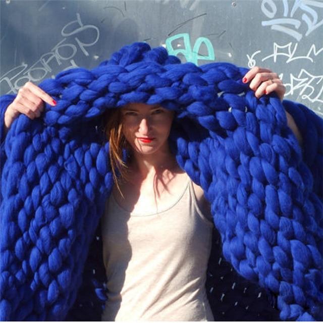 Handmade Chunky Knit Blanket Comfy &amp; Warm - 80 x100 cm