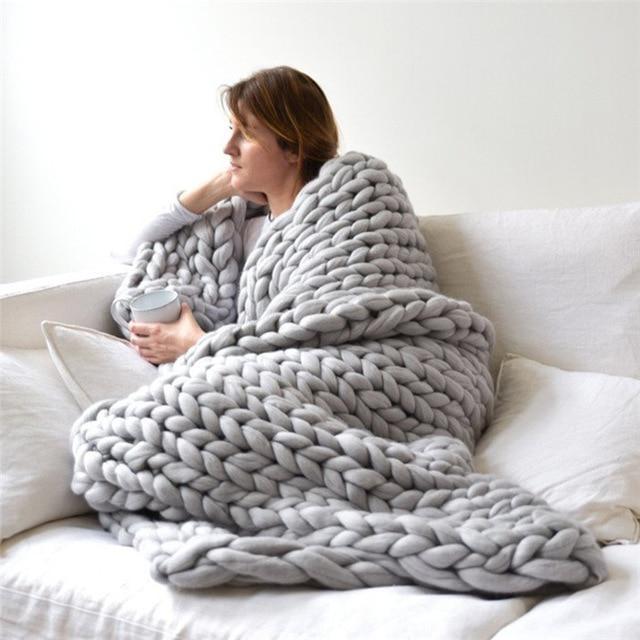 Snugleigh™ Handmade Chunky Knit Blanket with Soft Oversized Loops