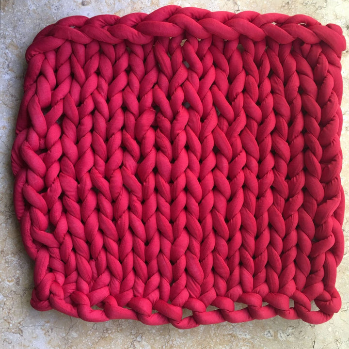 Throw Blanket Weighted Chunky Knit with Hand-Woven Texture and Braided Edges Woven