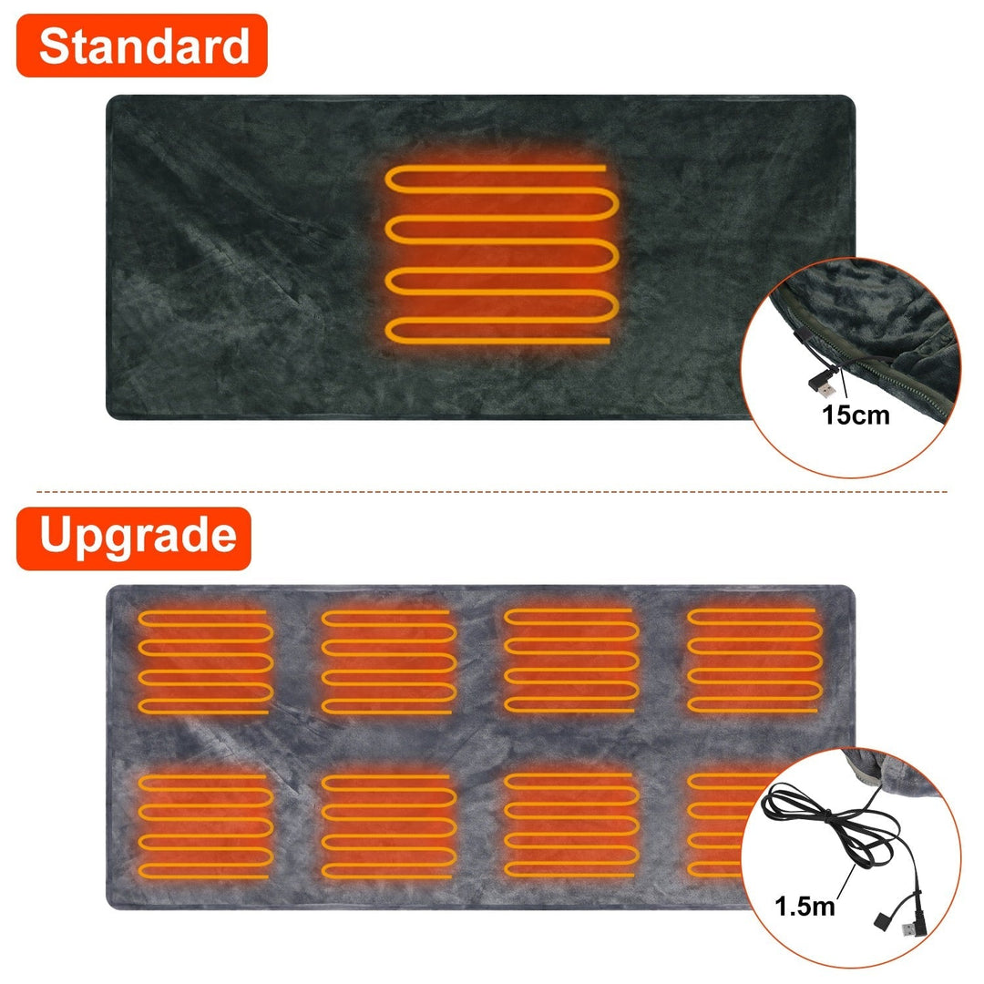 USB Wearable Heated Blanket with Zip Fleece Throw Wrap and Electric Shawl 59x31in