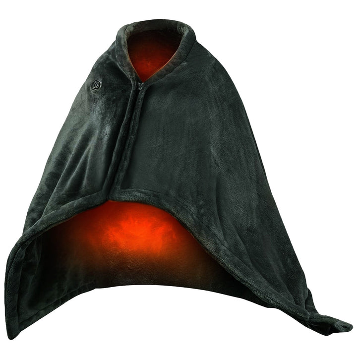 USB Wearable Heated Blanket with Zip Fleece Throw Wrap and Electric Shawl 59x31in