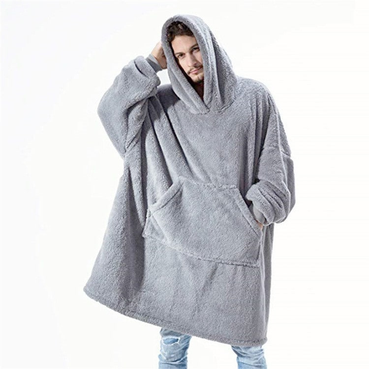 Wearable Blanket Hoodie with Oversized Fleece and Kangaroo Pocket