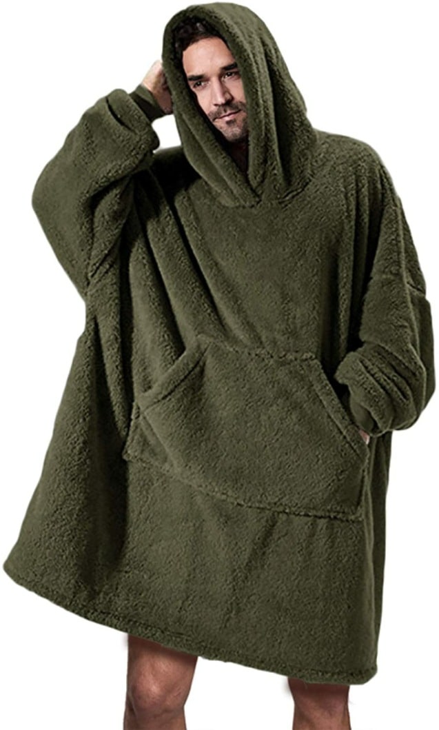 Wearable Blanket Hoodie with Oversized Fleece and Kangaroo Pocket