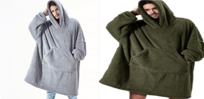 Wearable Blanket Hoodie with Oversized Fleece and Kangaroo Pocket
