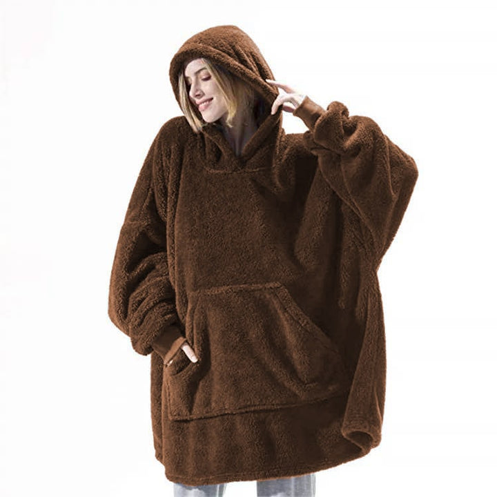 Wearable Blanket Hoodie with Oversized Fleece and Kangaroo Pocket