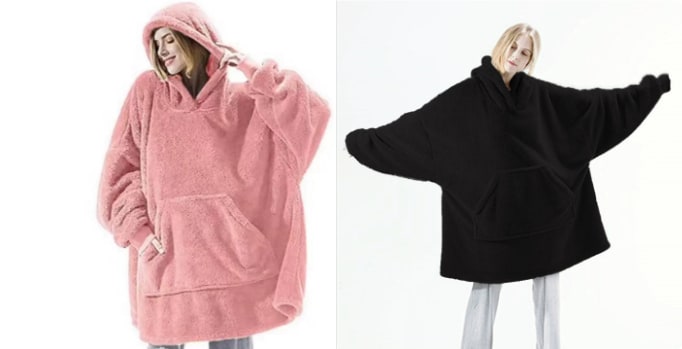 Wearable Blanket Hoodie with Oversized Fleece and Kangaroo Pocket
