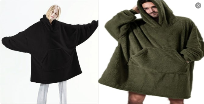 Wearable Blanket Hoodie with Oversized Fleece and Kangaroo Pocket