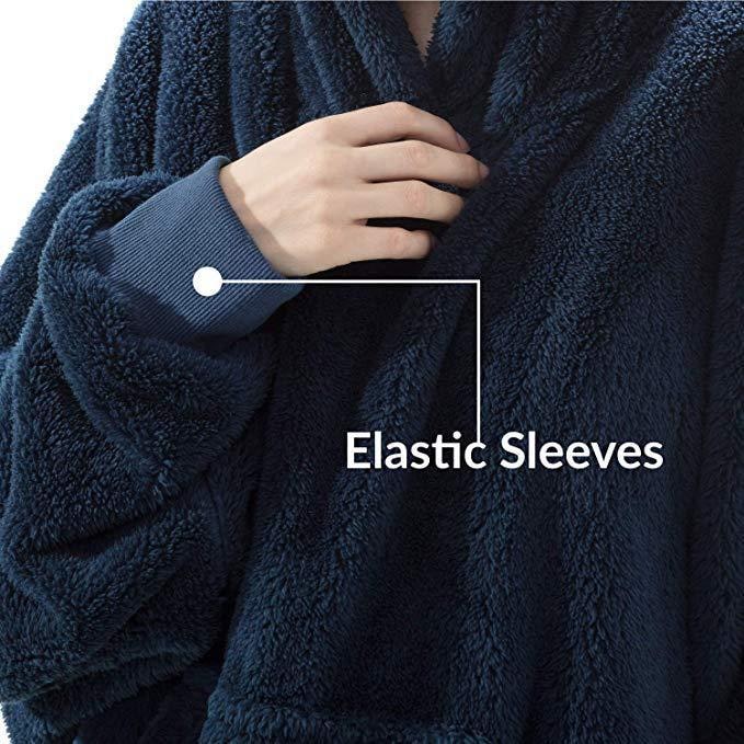 Wearable Blanket Hoodie with Oversized Fleece and Kangaroo Pocket