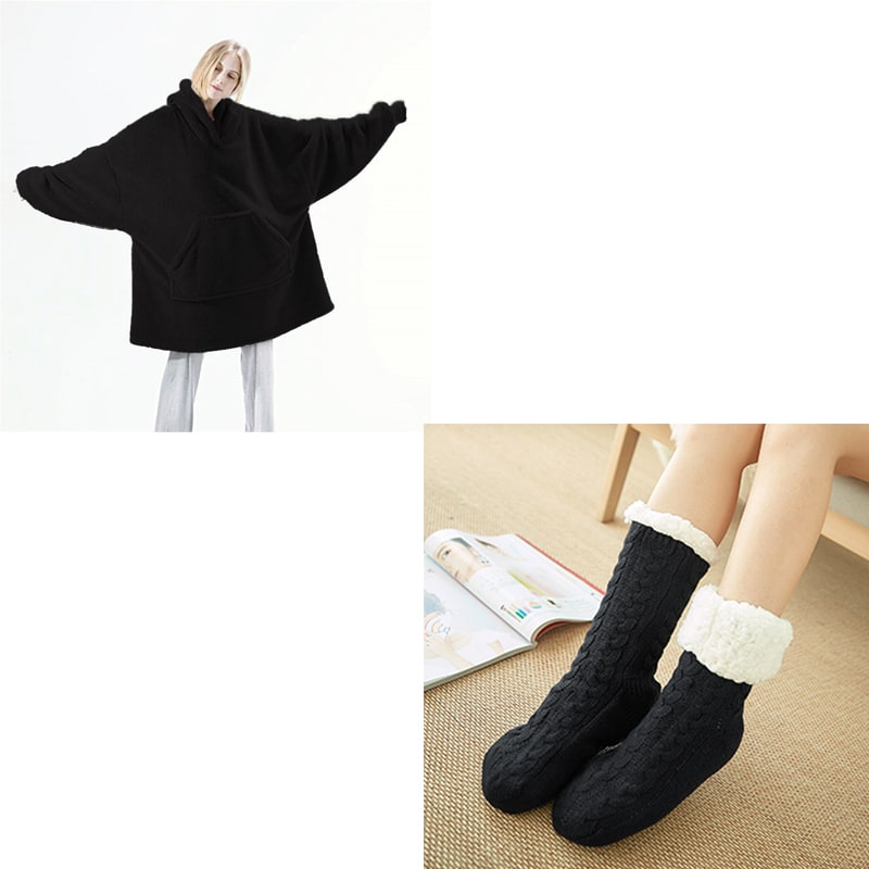 Wearable Blanket Hoodie with Oversized Fleece and Kangaroo Pocket