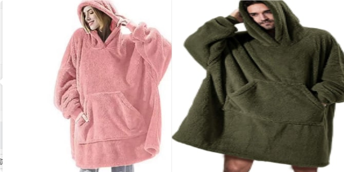 Wearable Blanket Hoodie with Oversized Fleece and Kangaroo Pocket